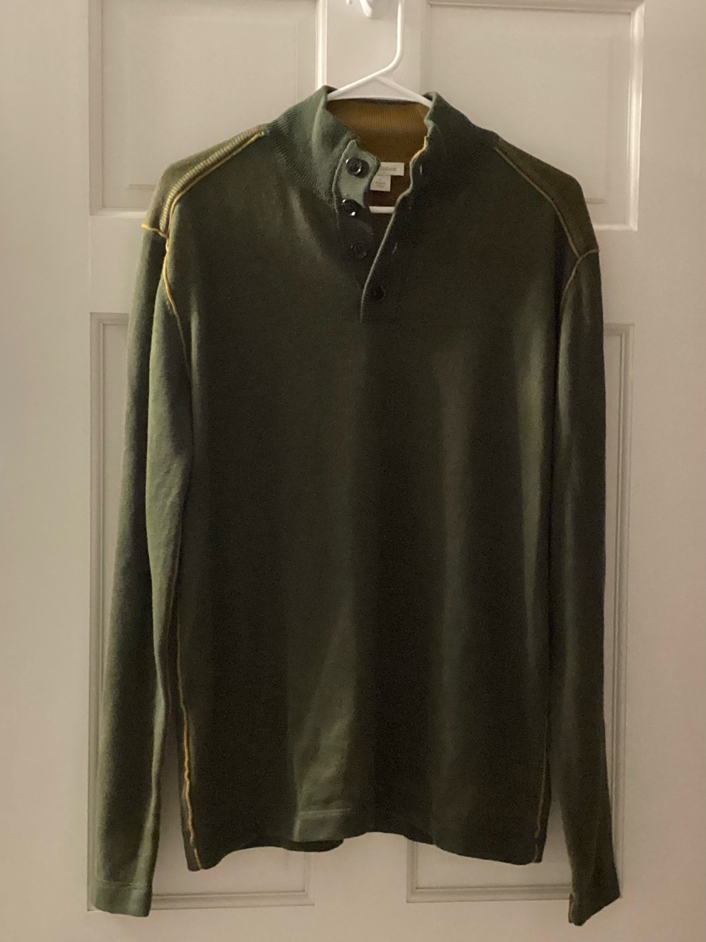Sundance Men's Olive Green Zip-Up Mock Neck Sweater